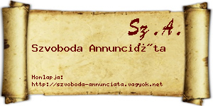 Szvoboda Annunciáta névjegykártya